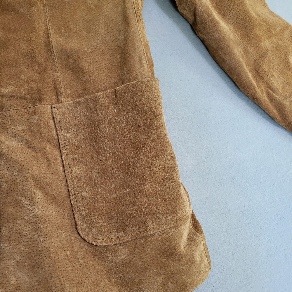VTG St. Johns Bay Brown Suede Genuine Leather 2 Button Blazer Jacket Womens S - Picture 4 of 10